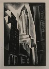 Howard Cook, Chrysler Building, Woodcut