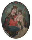 Mexican School, Madonna and Child, MADONNA AND CHILD, oil on tin