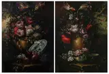 Floral Still Lifes: a Pair by Continental School, FLORAL STILL LIFES: A PAIR, oil on panel, sold Feb 2010