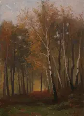 Henri Marcette, Woodland Glade, Oil on panel