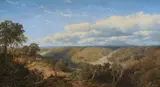 Edmund John Nieman, Couple Seated on a Log, Oil on canvas