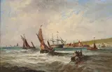 Edwin Hayes, Coastal Scene with Sailing Vessels