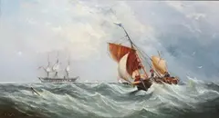 Ebenezer Colls, Sailboats in Squall, Oil on canvas
