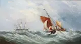 Ebenezer Colls, Sailboats in Squall, Oil on canvas