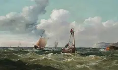 John James Wilson, Seascape Off Kent Coast, Oil on canvas