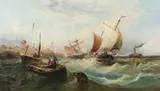 William E. Webb, Shipping Off the Suffolk Coast, Oil on canvas