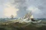 John Moore of Ipswich, A Merchantman Caught in a Squall, Oil on canvas