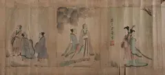 Fu Baoshi, Untitled, FIGURES, twelve ink and color on paper scroll, signed and sealed - Each: 10 3/4 in. x 7 3/4 in