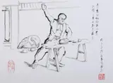 Gong Naichang, SIX SCENES FROM CHILDHOOD MEMORIES, finger ink on paper, SIX SCENES FROM CHILDHOOD MEMORIES, finger ink on paper, signed and sealed, dated 2008