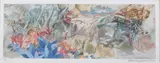 Pang Tseng-Ying, Landscape with Blue Flower, Color lithograph