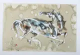 Tsolmon Damba, Grey Horse, GREY HORSE, ink and color on paper, signed