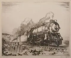 Otto Kuhler, Locomotive, Etching