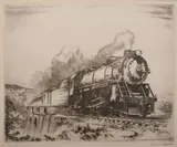 Otto Kuhler, Locomotive, Etching