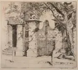 Alfred Heber Hutty, The Wrought Iron Gate, Etching