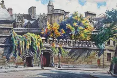 Joseph Margulies, Old Cluny in Sunlight (Paris), Watercolor