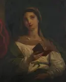 Madonna with Prayer Book by Continental School, MADONNA WITH PRAYER BOOK, oil on canvas, sold Apr 2010