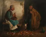 George A. Horvath, Husking Corn, Oil on canvas