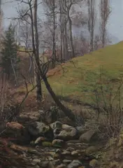 Eugène Moriaud, Saint-Didier-Des-Bois, Oil on board