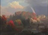 William H. Willcox, Rainbow Over Ruins, Oil on board