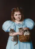 Irene E. Parmelee, Young Girl with Kittens, Oil on canvas