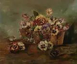 Walter C. Burk, Still Life with Pansies, Oil on canvas