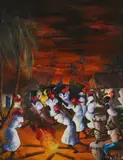 Louverture Poisson, Voodoo Ceremony, Oil on board