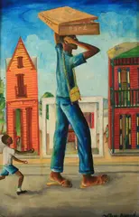 Street Vendor by Wilson Bigaud, Oil on masonite, sold Apr 2010