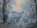 Albert Gouget, Winter Frost in Forest, Pastel