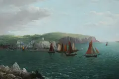 J. B. Allan, Sailboats Off Coast, Oil on canvas