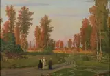 Michel Guermacheff, Peasant Women on Country Lane, Oil on canvas