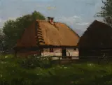 Victor Gilsoul, Thatched Cottage in Spring, Oil on canvas