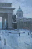 Serguei Oussik, Kazan Cathedral in Winter, Pastel