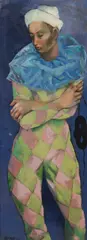 Lili Gross, Standing Harlequin, Oil on canvas