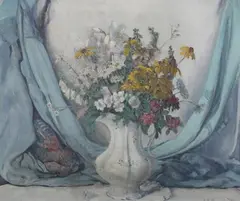 Everett Lloyd Bryant, Still Life with Flowers in a Pitcher, Oil on canvas