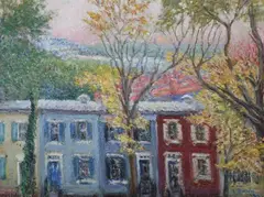 Caroline van Hook Bean, Row Houses, Oil on canvas