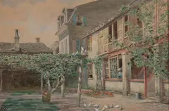 Walter Paris, Courtyard, Watercolor
