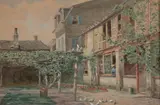Walter Paris, Courtyard, Watercolor