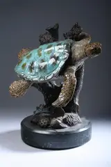 John W Townsend, Undersea Turtle, Mounted on a rotating green marble base