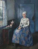 C. H. Whittenbury, Arrangement in Blue (Woman Seated by Window), Gouache on paper laid on board