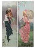 Helene Richter, SKATING and LADY WITH PARASOL: TWO WORKS, first, Oil on panel