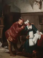 The Flirtation by Thomas Reynolds Lamont, Oil on canvas, sold Apr 2010
