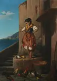 Italian School, Gypsy Girl with Chickens