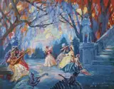 Ossy de Perelma, Music in the Garden, Oil on board