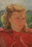 Arkadi Plastov, PORTRAIT OF A WOMAN, initaled lower right, Oil on board