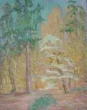 Jane Peterson, Wooded Landscape, Oil on board