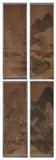 Bao Ruijun, LANDSCAPE, three ink and color on silk scrolls, sealed, LANDSCAPE , ink and color on silk scroll(4) - Each sight: 32 1/2 in. x 10 1/8 in