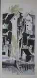 Wu Guanzhong, Houses and Bridge, HOUSES AND BRIDGE, ink and color on paper, signed and sealed