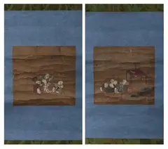 Untitled by Anonymous, CHILDREN AT PLAY, two ink and color on gilt paper scrolls, offered Jun 2010