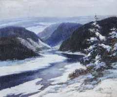 Ladislav Špitnik, Alpine Scene, Oil on canvas