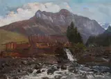 Elisa Heer, Old Mill in the Swiss Alps, Oil on canvas